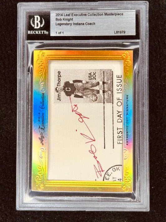 Bob Bobby Knight 2014 Leaf Masterpiece Cut Signature certified signed card 1/1 JSA Indiana - AutographsForSale.com
