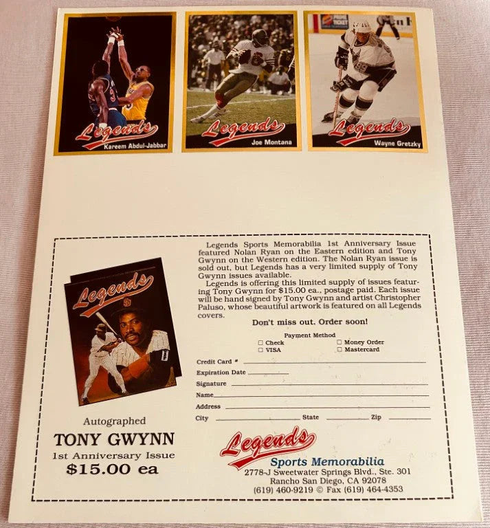 Wayne Gretzky Joe Montana Kareem Abdul-Jabbar 1990 Legends 3 card sheet - AutographsForSale.com