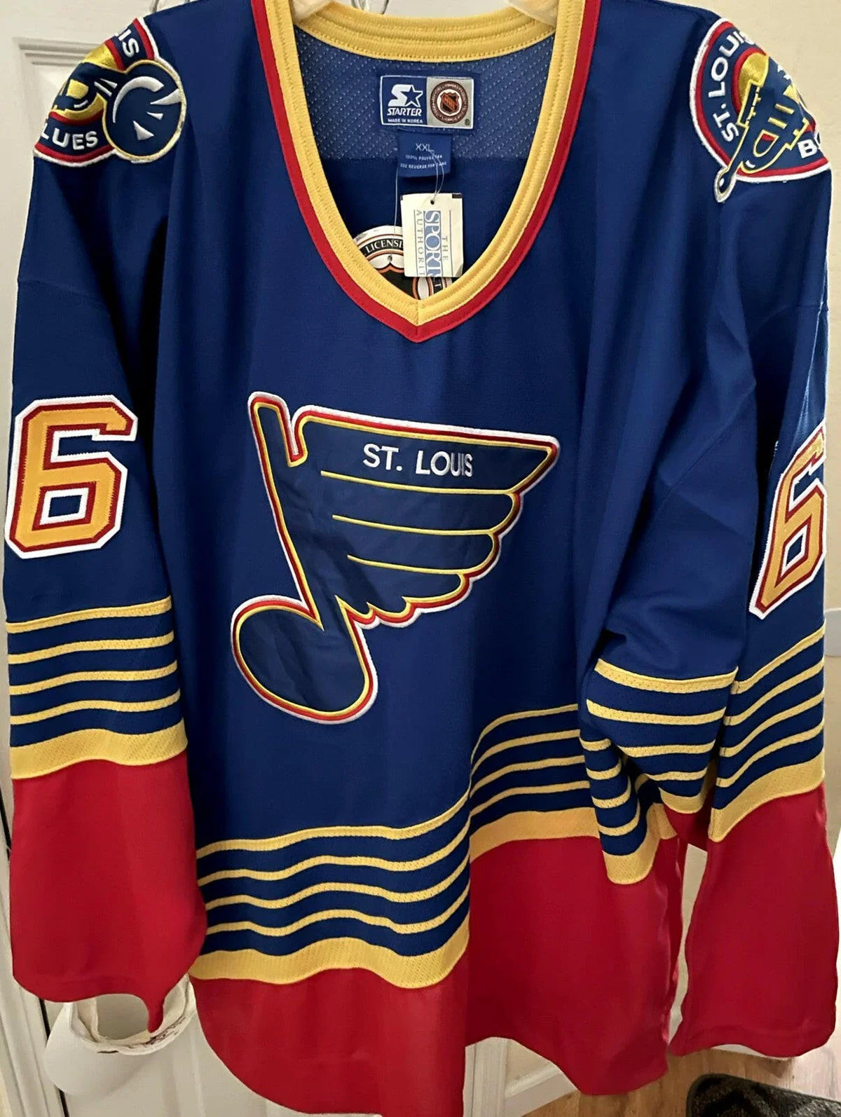 Brett Hull St Louis Blues 1990s Starter size 2XL blue jersey NEW - AutographsForSale.com