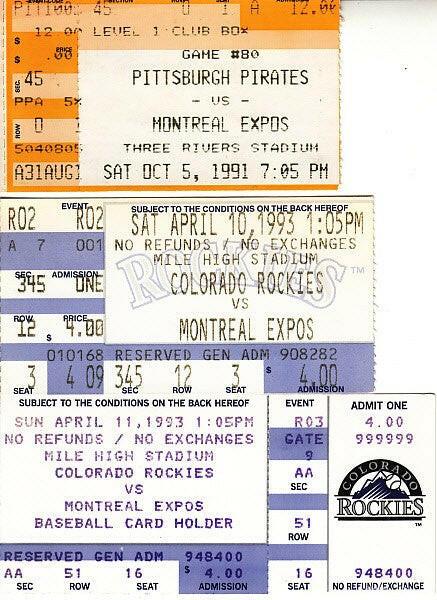 Montreal Expos 3 road game ticket stubs - AutographsForSale.com