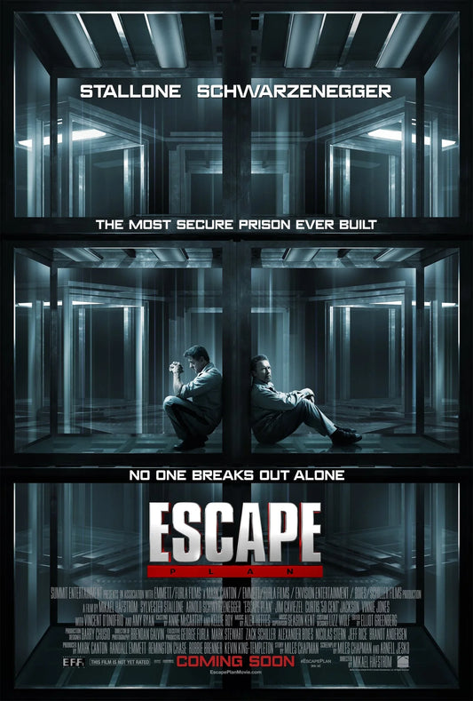 Escape Plan 2013 mini poster Arnold Schwarzenegger Sylvester Stallone - AutographsForSale.com