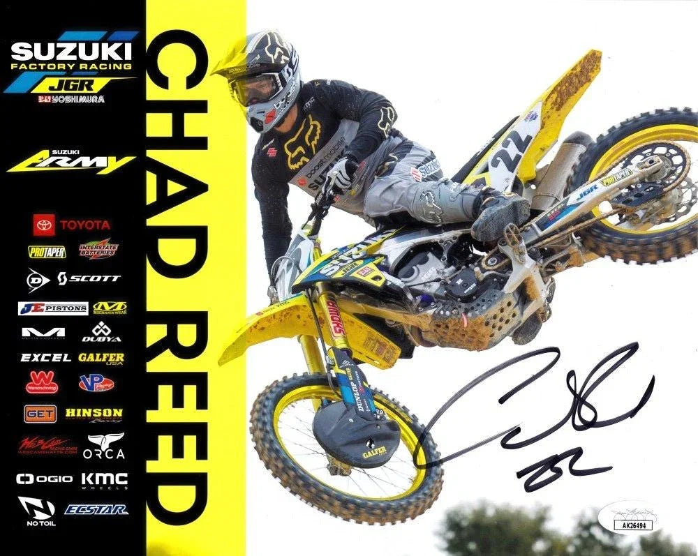 Chad Reed autographed Suzuki Racing motocross or supercross 8x10 photo card JSA - AutographsForSale.com