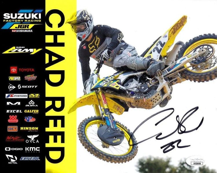 Chad Reed autographed Suzuki Racing motocross or supercross 8x10 photo card JSA - AutographsForSale.com