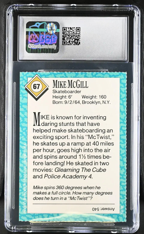 Mike Mcgill 1989 SI for Kids skateboarding Rookie Card CSG 9 MT - AutographsForSale.com