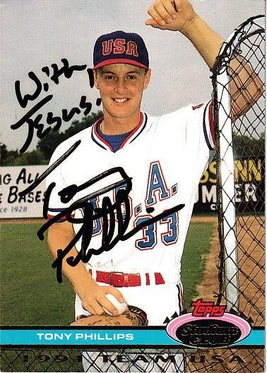 Tony Phillips signed US team 1992 Stadium Club Dome card - AutographsForSale.com