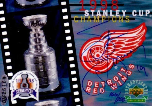 Steve Yzerman signed Red Wings 1998 Stanley Cup UDA card framed cover - AutographsForSale.com