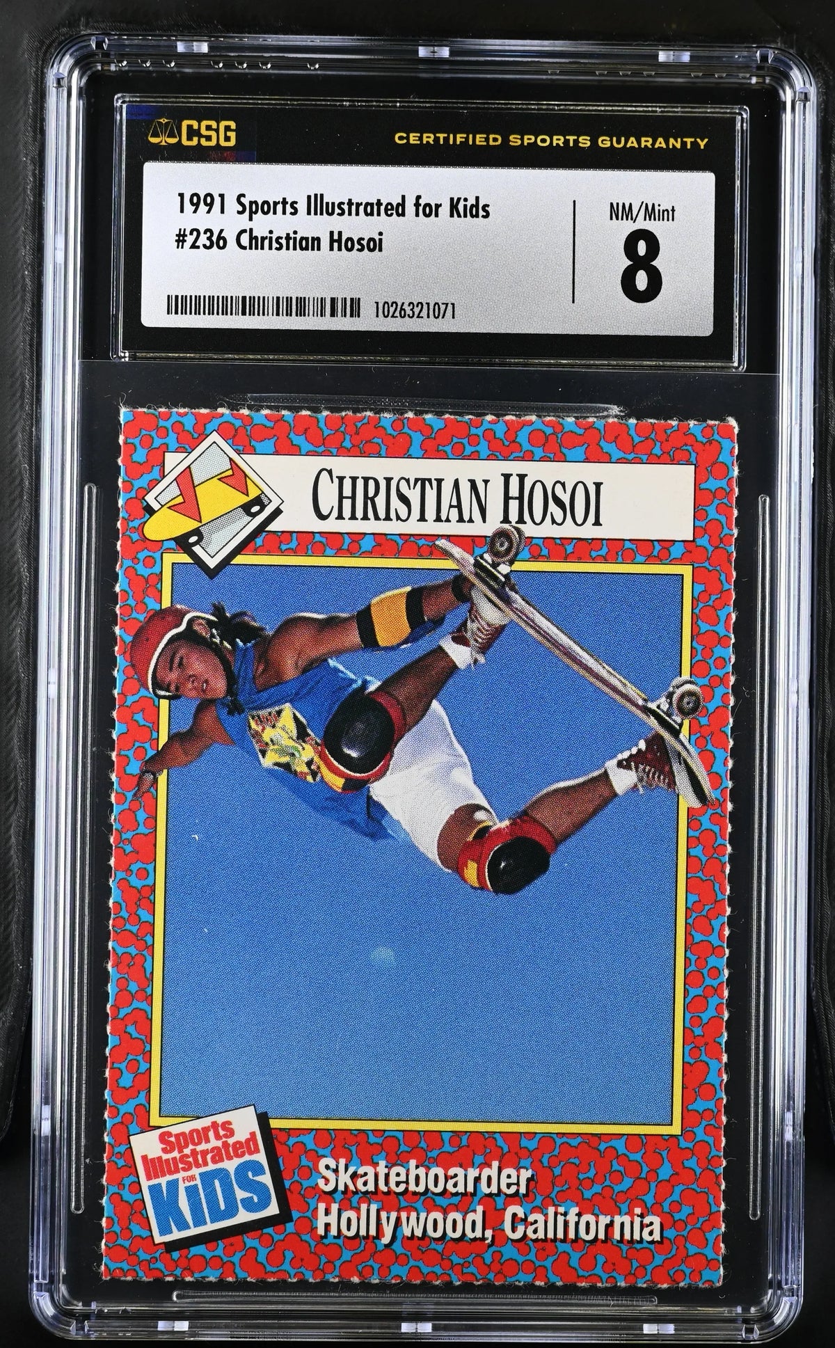 Christian Hosoi 1991 Sports Illustrated for Kids skateboarding Rookie Card CSG graded 8 - AutographsForSale.com