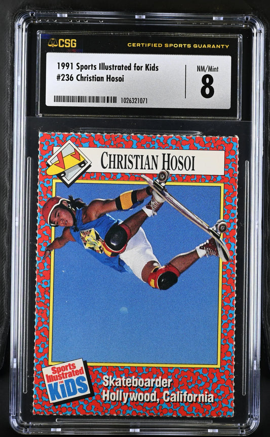 Christian Hosoi 1991 Sports Illustrated for Kids skateboarding Rookie Card CSG graded 8 - AutographsForSale.com