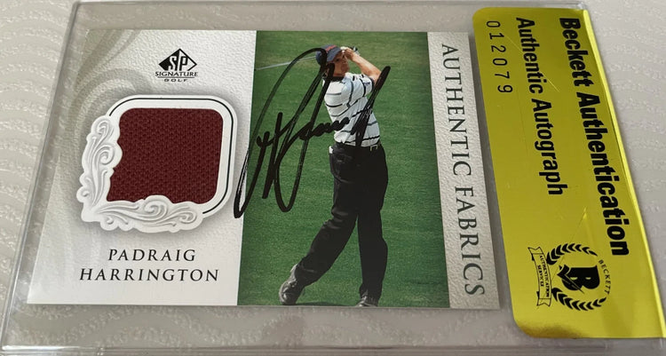 Padraig Harrington signed 2004 SP Signature golf worn shirt patch card BAS certified - AutographsForSale.com