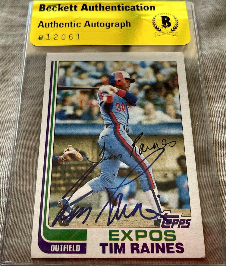 Tim Raines signed Expos 1982 Topps card BAS certified - AutographsForSale.com