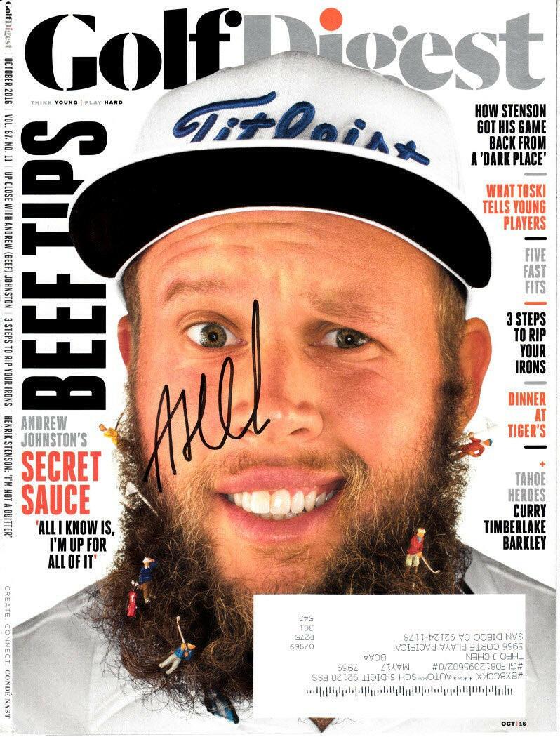 Andrew Beef Johnston autographed 2016 Golf Digest cover - AutographsForSale.com