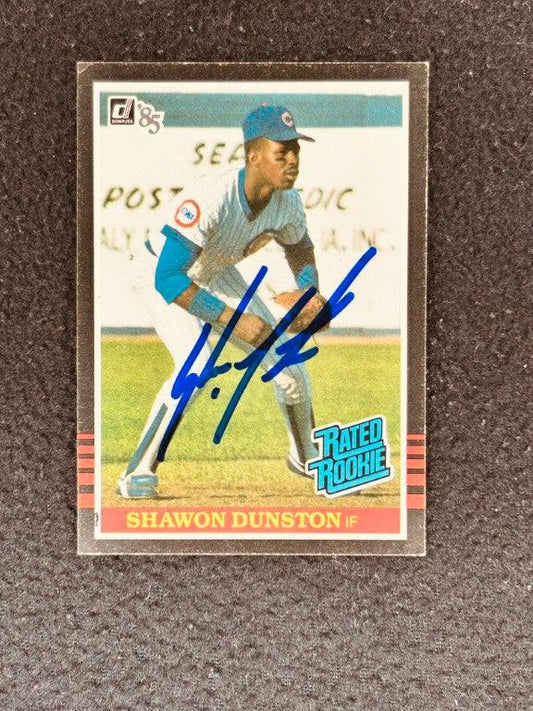 Shawon Dunston autographed Chicago Cubs 1985 Donruss Rated Rookie Card - AutographsForSale.com