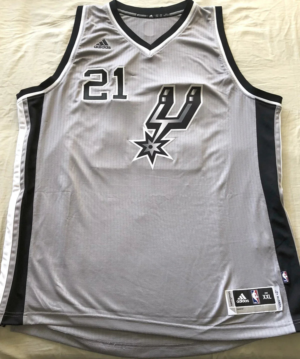 Tim Duncan San Antonio Spurs Adidas gray jersey NEW - AutographsForSale.com
