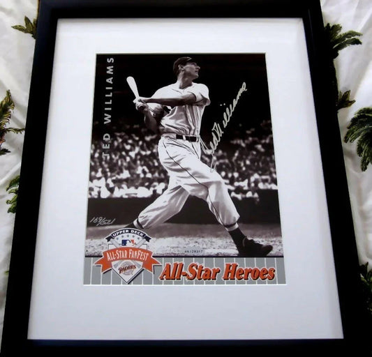 Ted Williams signed Red Sox 1992 UDA All-Star Heroes photo card framed - AutographsForSale.com