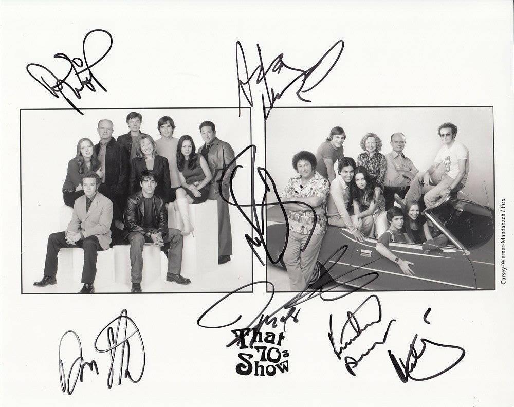 That 70s Show Cast signed 8x10 photo Mila Kunis Ashton Kutcher Danny Masterson Wilmer Valderrama JSA - AutographsForSale.com