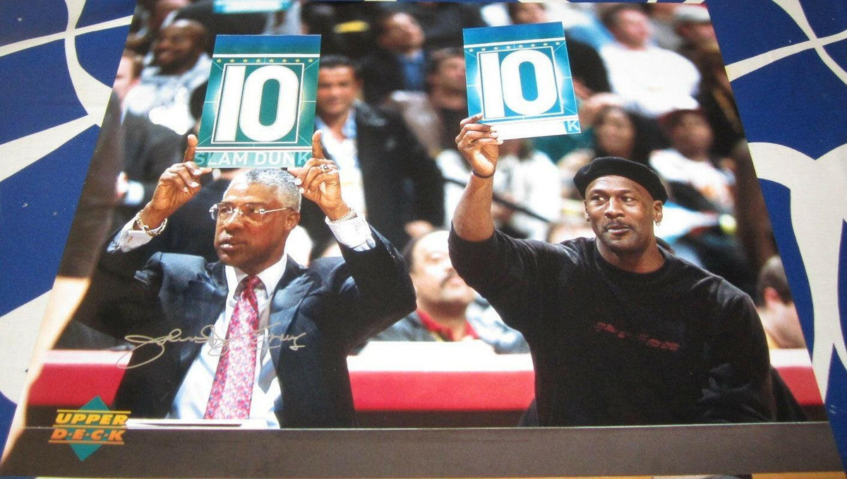 Julius Dr. J Erving signed NBA Slam Dunk 16x20 poster or photo w/ Michael Jordan - AutographsForSale.com