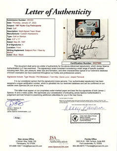 Tiger Woods Phil Mickelson Tom Kite Davis Love signed 1997 Ryder Cup golf postal sheet JSA - AutographsForSale.com