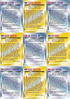 Autographed 1996 SI for Kids card sheet Barry Sanders Troy Aikman Mia Hamm Mario Lemieux Cal Ripken David Robinson JSA - AutographsForSale.com