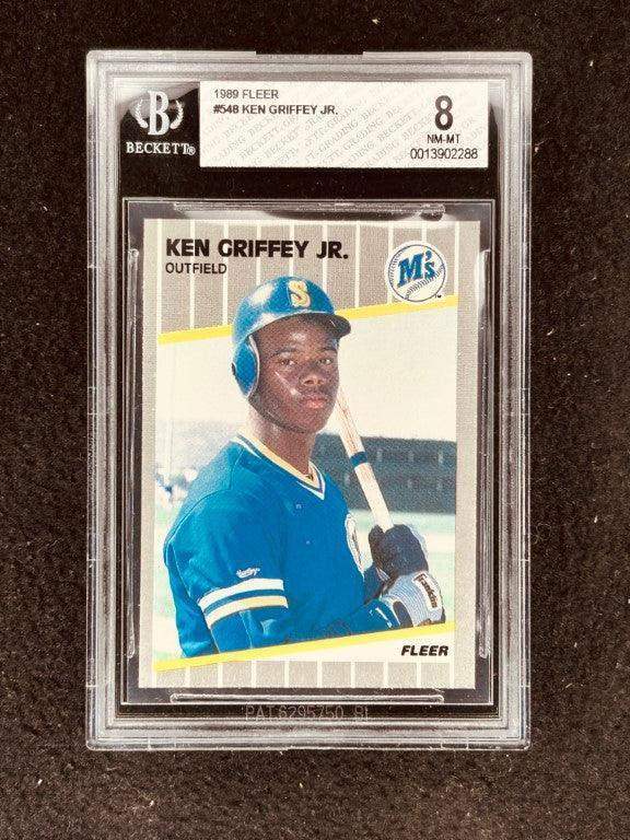 Ken Griffey Jr. Seattle Mariners 1989 Fleer Rookie Card BGS Graded 8 NrMt-Mt - AutographsForSale.com