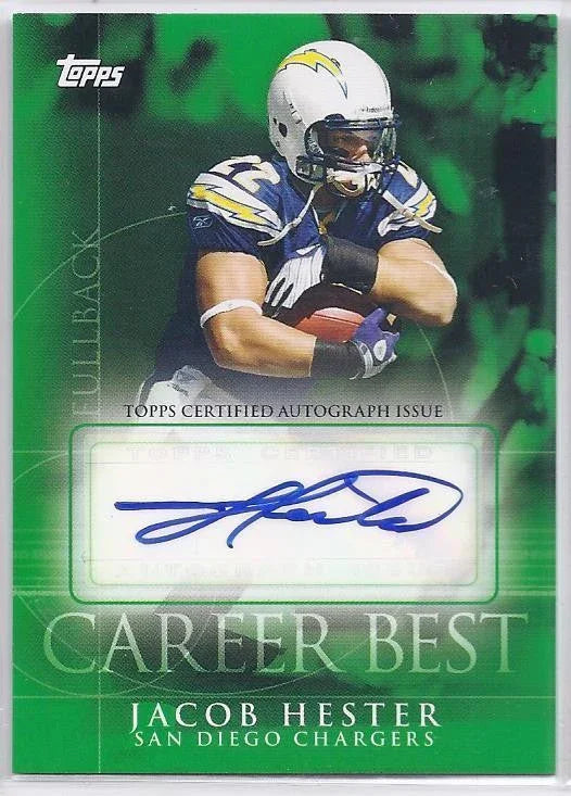 Jacob Hester certified signed SD Chargers 2009 Topps Career Best card - AutographsForSale.com