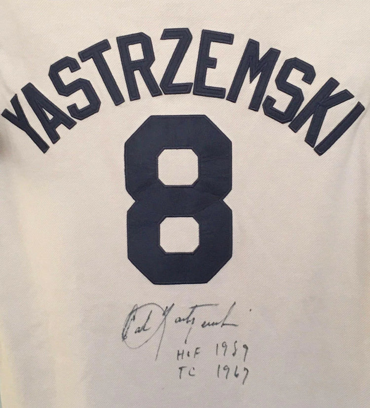 Carl Yastrzemski autographed Boston Red Sox Replica jersey inscribed HOF 1989 Tc 1967 JSA - AutographsForSale.com
