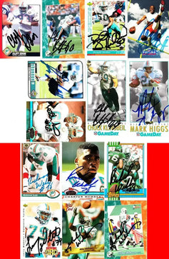 32 Dolphins signed cards Roy Foster Keith Sims Troy Vincent Richmond Webb - AutographsForSale.com
