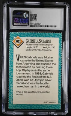 Gabriela Sabatini 1989 SI for Kids tennis card CSG grade 3 - AutographsForSale.com