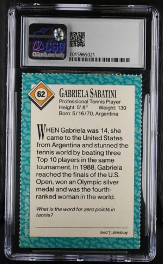 Gabriela Sabatini 1989 SI for Kids tennis card CSG grade 3 - AutographsForSale.com