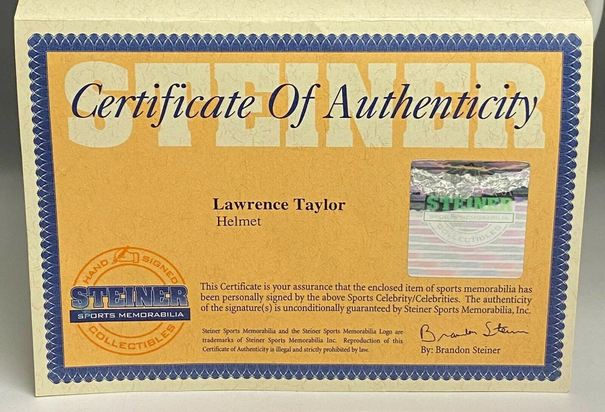 Lawrence Taylor signed NY Giants full size Pro Line game model helmet Steiner - AutographsForSale.com