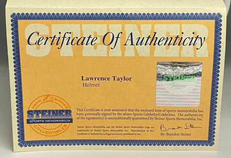 Lawrence Taylor signed NY Giants full size Pro Line game model helmet Steiner - AutographsForSale.com