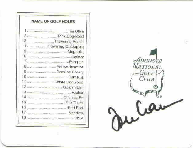 Tommy Aaron autographed Augusta National Masters scorecard - AutographsForSale.com