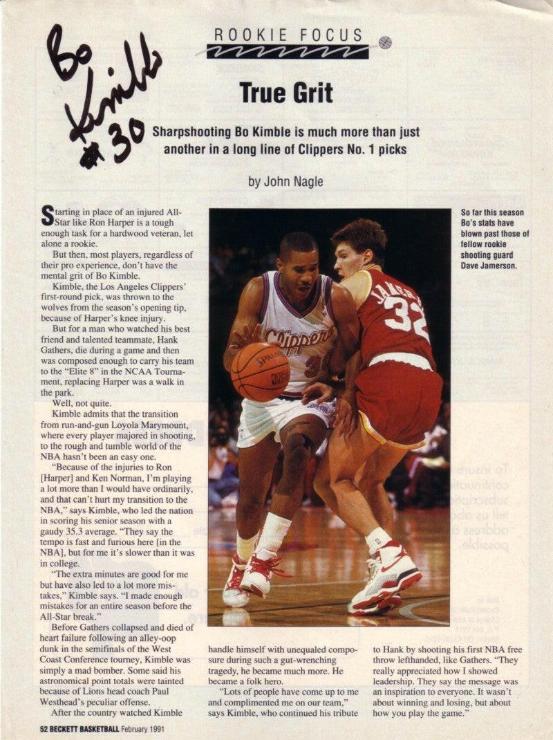 Bo Kimble autographed Beckett basketball magazine page - AutographsForSale.com