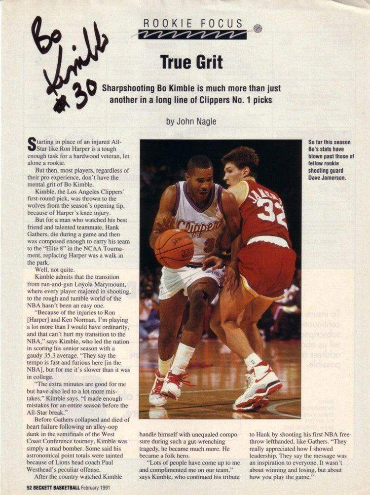 Bo Kimble autographed Beckett basketball magazine page - AutographsForSale.com