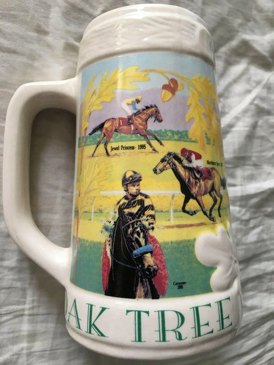 Chris McCarron 1997 Tribute Oak Tree Santa Anita Huge Ceramic Beer Stein New - AutographsForSale.com