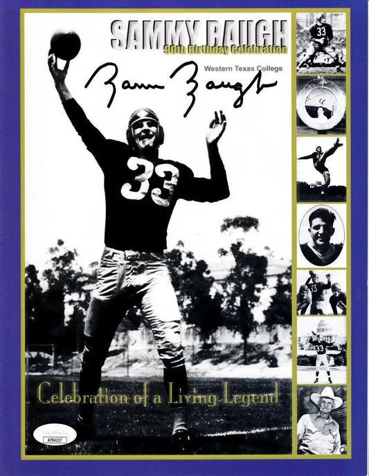 Sammy Baugh signed 90th Birthday Celebration program JSA Redskins - AutographsForSale.com
