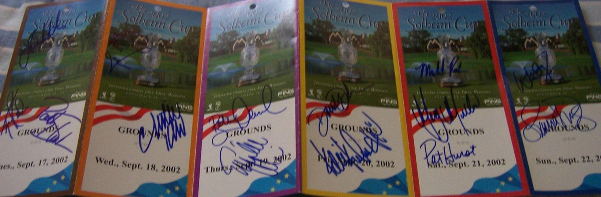 2002 US Solheim Cup team signed tickets Beth Daniel Juli Inkster Cristie Kerr Patty Sheehan - AutographsForSale.com
