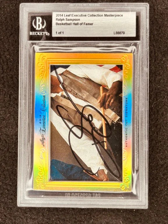 Ralph Sampson 2014 Leaf Masterpiece Cut Signature card 1/1 Rockets Virginia Cavaliers - AutographsForSale.com