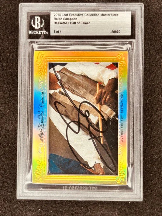 Ralph Sampson 2014 Leaf Masterpiece Cut Signature certified autograph card 1/1 Virginia Cavaliers Rockets - AutographsForSale.com