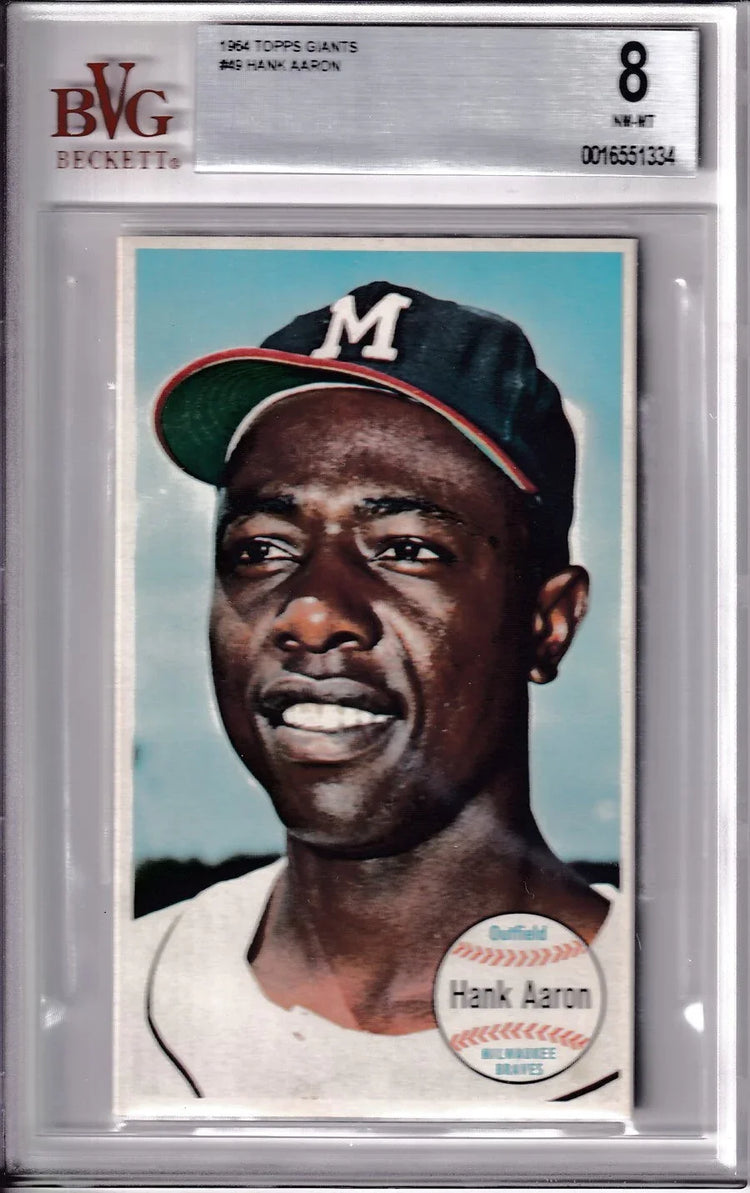 Hank Aaron Braves 1964 Topps Giants card BGS BVG grade 8 NmMt - AutographsForSale.com