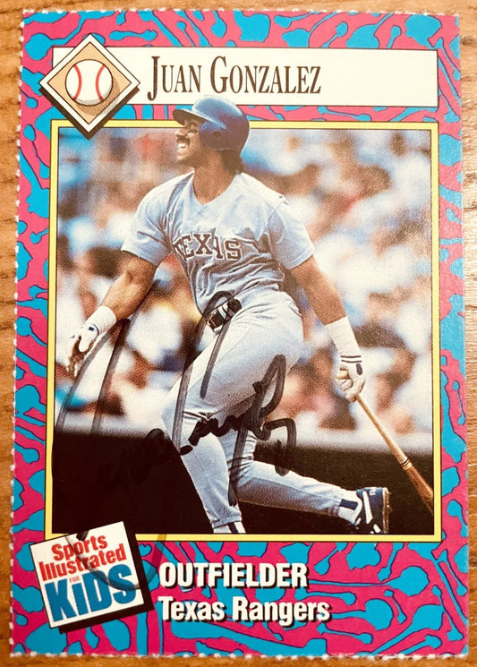Juan Gonzalez signed Texas Rangers 1993 SI for Kids card - AutographsForSale.com