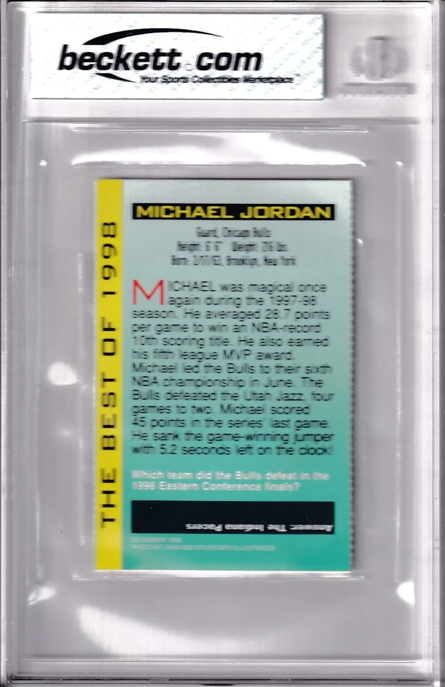 Michael Jordan Chicago Bulls Sports Illustrated for Kids Best of 1998 card Graded BGS 7.5 - AutographsForSale.com