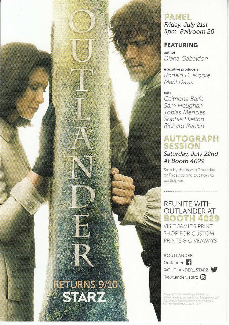 Outlander 2017 SDCC Starz 2 sided 6 x 8 1/2 promo card - AutographsForSale.com