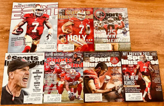 7 49ers SI & ESPN magazines Colin Kaepernick Alex Smith Jim Harbaugh - AutographsForSale.com
