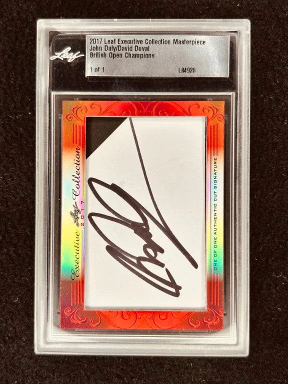 John Daly & David Duval 2017 Leaf Masterpiece Cut Signature certified signed card 1/1 JSA - AutographsForSale.com