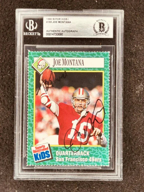 Joe Montana signed 49ers 1990 SI for Kids card BAS certified - AutographsForSale.com