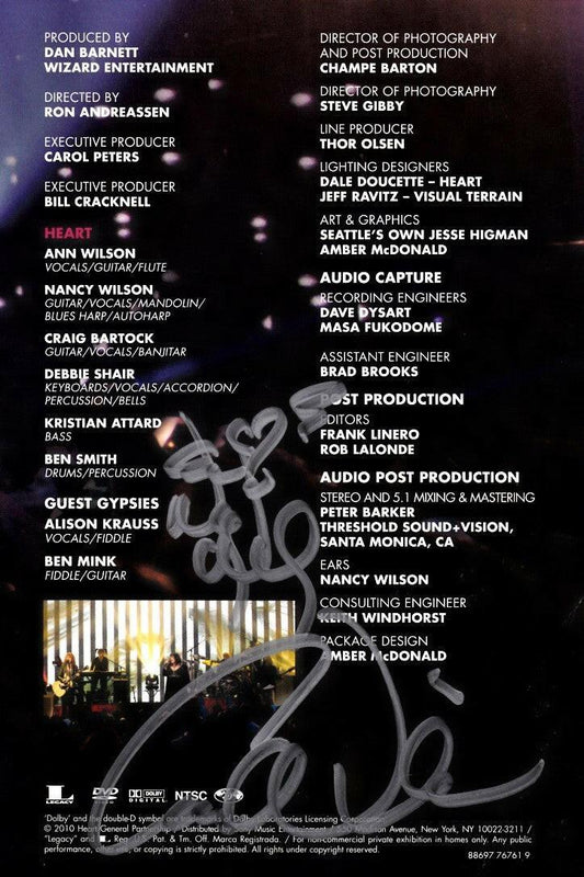 Ann Wilson Nancy Wilson autographed Heart concert DVD 5x7 insert JSA - AutographsForSale.com