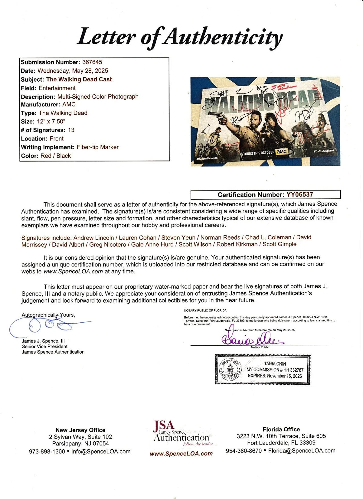 Walking Dead cast signed 2013 SDCC photo card Andrew Lincoln Norman Reedus JSA - AutographsForSale.com