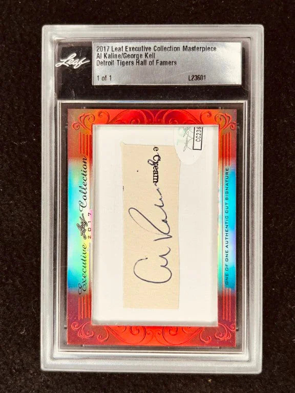 Al Kaline George Kell 2017 Leaf Masterpiece Cut Signature card 1/1 JSA Detroit Tigers - AutographsForSale.com