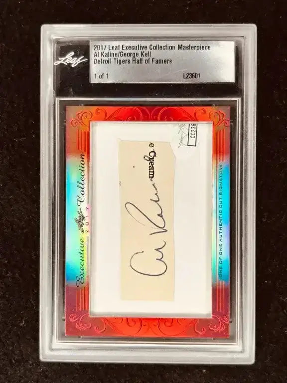 Al Kaline George Kell 2017 Leaf Masterpiece Cut Signature card 1/1 JSA Detroit Tigers - AutographsForSale.com