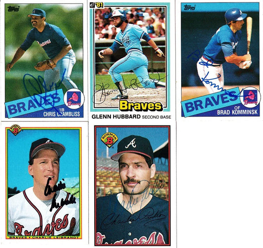5 Atlanta Braves signed cards Chris Chambliss Glenn Hubbard Charlie Leibrandt - AutographsForSale.com